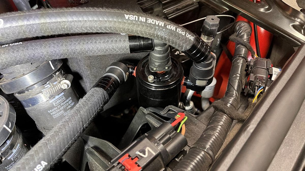 Plug N Play™ Dual Valve Oil Catch Can with Clean Side Separator (fits 22-26 Bronco Raptor 3.0L) UPR