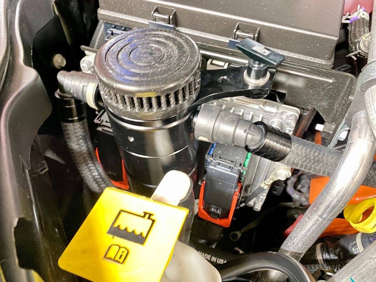 5050 Catch Can with built in One Way Breather ECU mount (fits 18-23 Jeep Trackhawk 6.2L) UPR