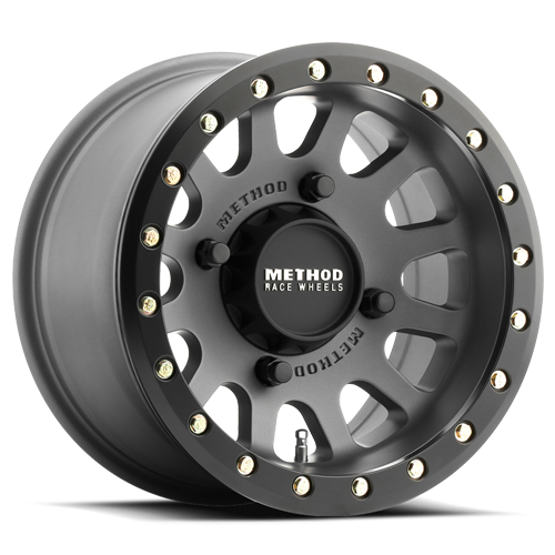 Aluminum Wheels 15x7 MR401 Beadlock UTV Bolt Pattern 4 On 136 Offset 38 Lip Size 0.79 Titanium GY Matte Black Ring Method