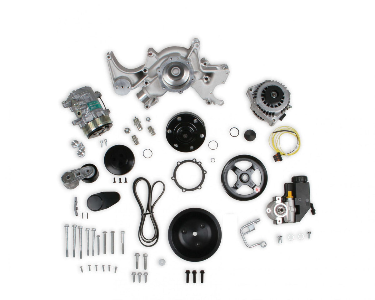 Small Block Chevy Mid Mount Complete Accessory System Small Block Chevy Mid Mount Complete Accessory System  Natural Finish Holley