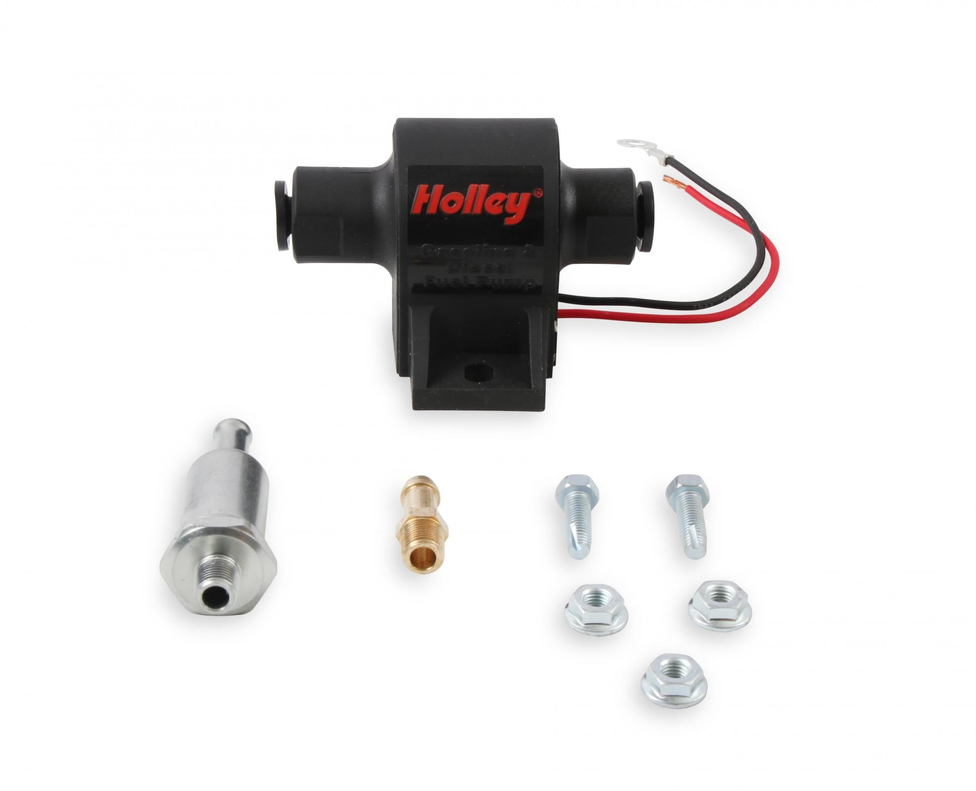 25 GPH Mighty MITE Electric Fuel Pump, 1.5-4 PSI Street Carbureted Applications Compatible with All Fuels and Fuel Additives Holley