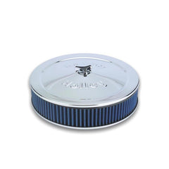 14 Powersho Air Cleaner Power Shot Air Cleaner Assembly, 14 Round Design, Triple Chrome Plated, Fits 4150 & 4160 Carburetors w/5.125 Diameter Neck Holley