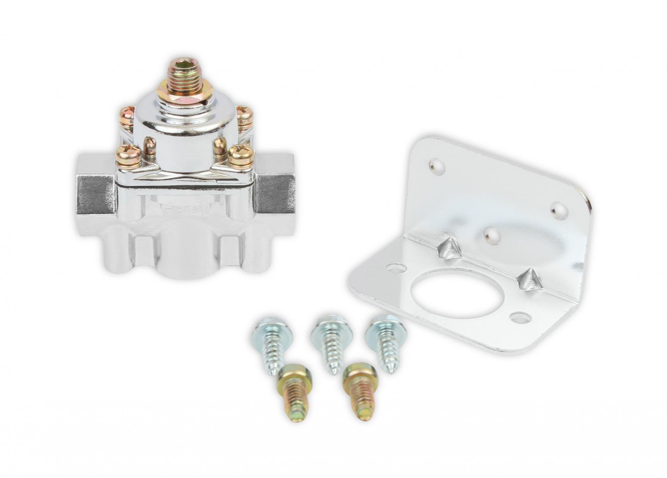 Chrome Carbureted Fuel Pressure Regulator Street/strip Carbureted Applications Two Port Adjustable from 1 to 4 PSI Holley