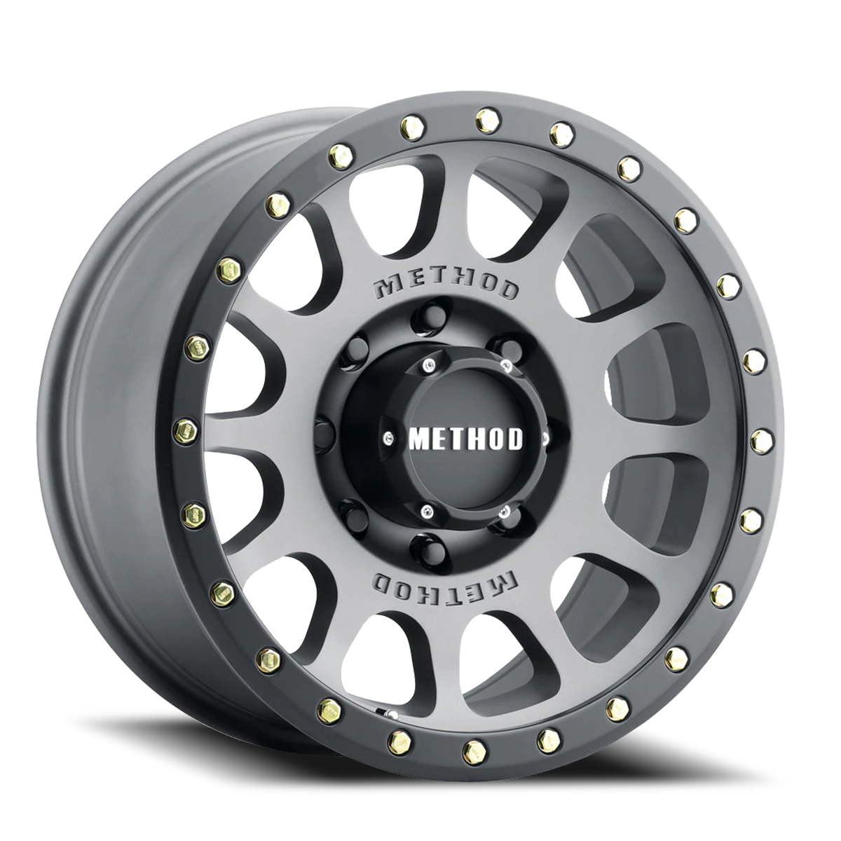 Aluminum Wheels 18x9 NV MR305 Bolt Pattern 8 On 165.1 Offset 18 Lip Size 1.38 Titanium TT Matte Black Lip Method