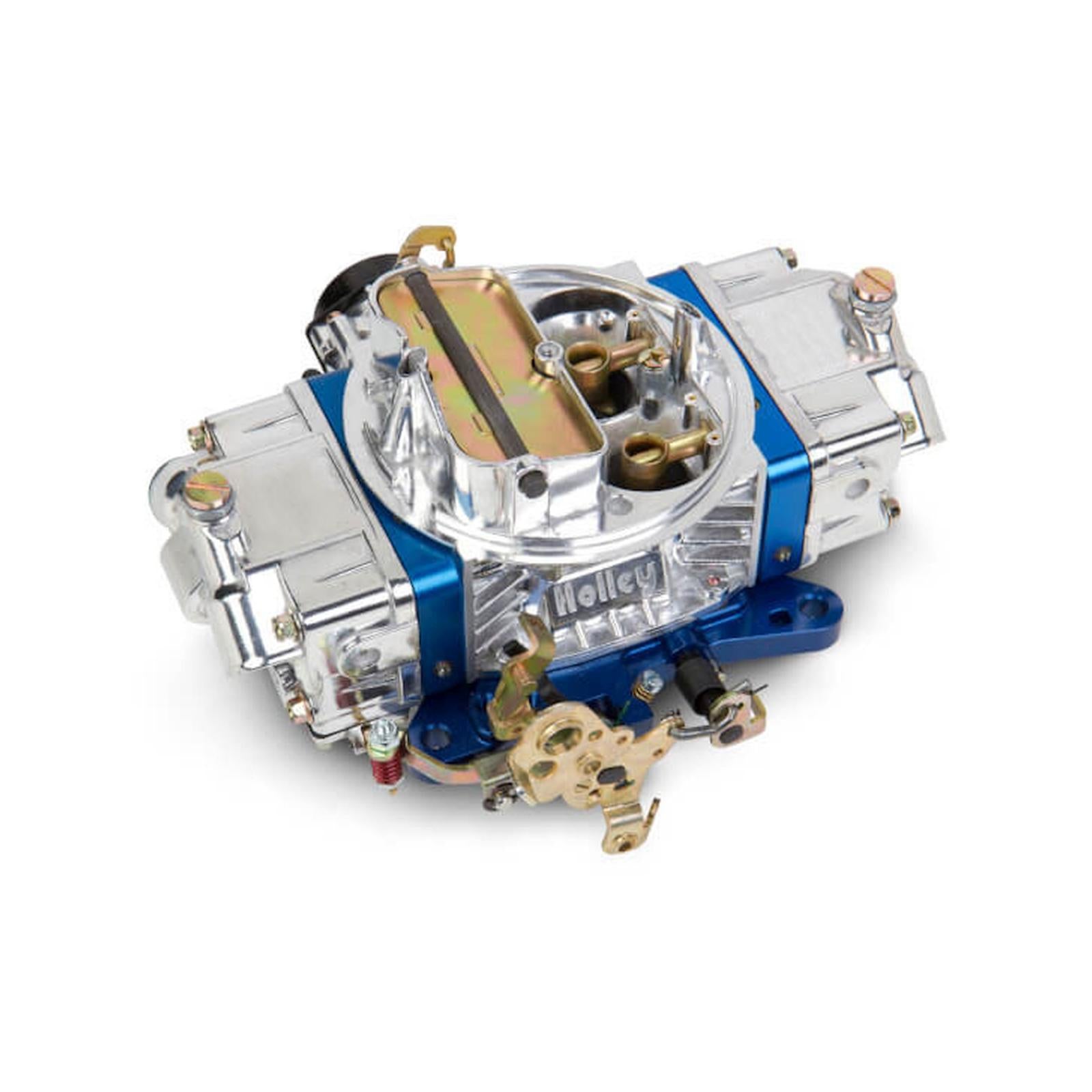 Ultra Double Pumper Carburetor 650 CFM 4150 Mechanical Secondaries Billet Color Blue Shiny Gasoline Holley