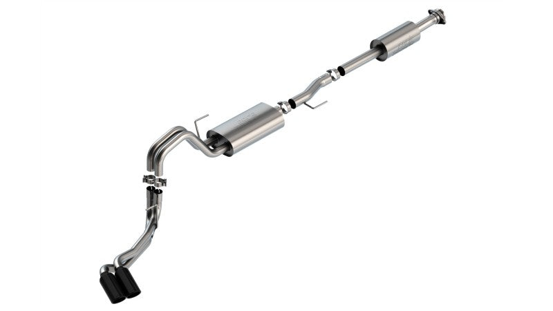 Borla F-150 2021 2.7L/3.5L Dual Side Exit Touring Cat-Back Exhaust w/ Black Chrome Tips - additional view 2