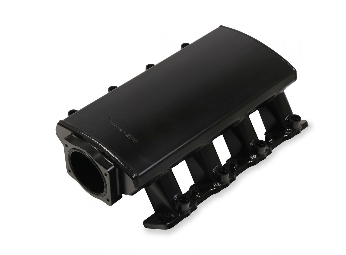 Sheet Metal Fabricated Intake Manifold GM Ls3/L92 92Mm Throttle Body Opening + Fuel Rail Kit Black With Logo Low Profile Mounting Provision For Map Sensor On Rear Of Intake Plenum Use GM #12592525 Or Equivalent Sniper EFI