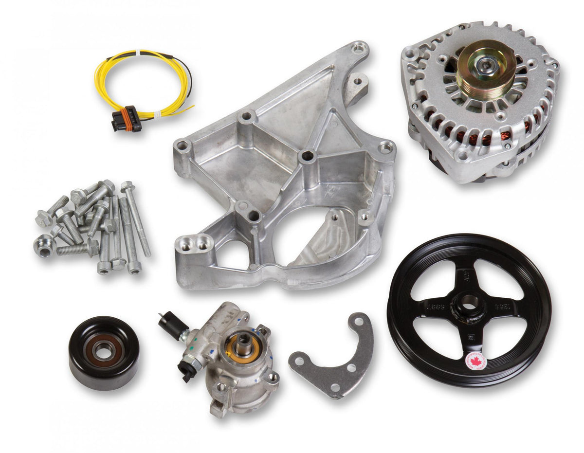 LS/LT High-Mount Alternator & Power Steering Pump Accessory Drive Kit Driver's Side Bracket Includes Alternator, Power Steering Pump & Pulleys Holley