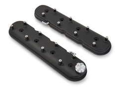 LS Valve Covers Satin Black Textured Finish Standard Height LS Valve Covers W/ Coil Mounting Posts, Cast Aluminum Satin Black Textured Finish Holley