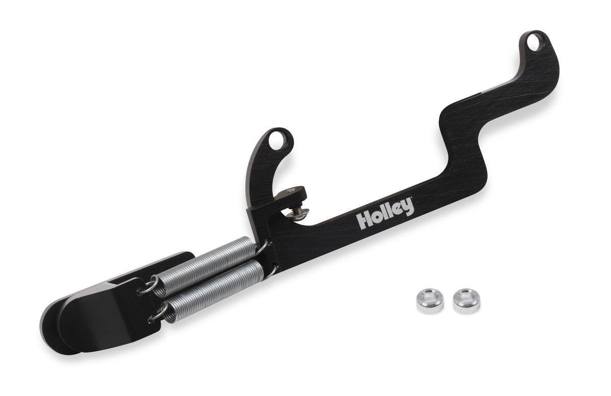 Billet Aluminum Throttle Return Spring Bracket Billet Aluminum Throttle Return with No Throttle Cable or Kick Down Mounts Black Will Not Clear Linkage on Gen 3 Fx Holley