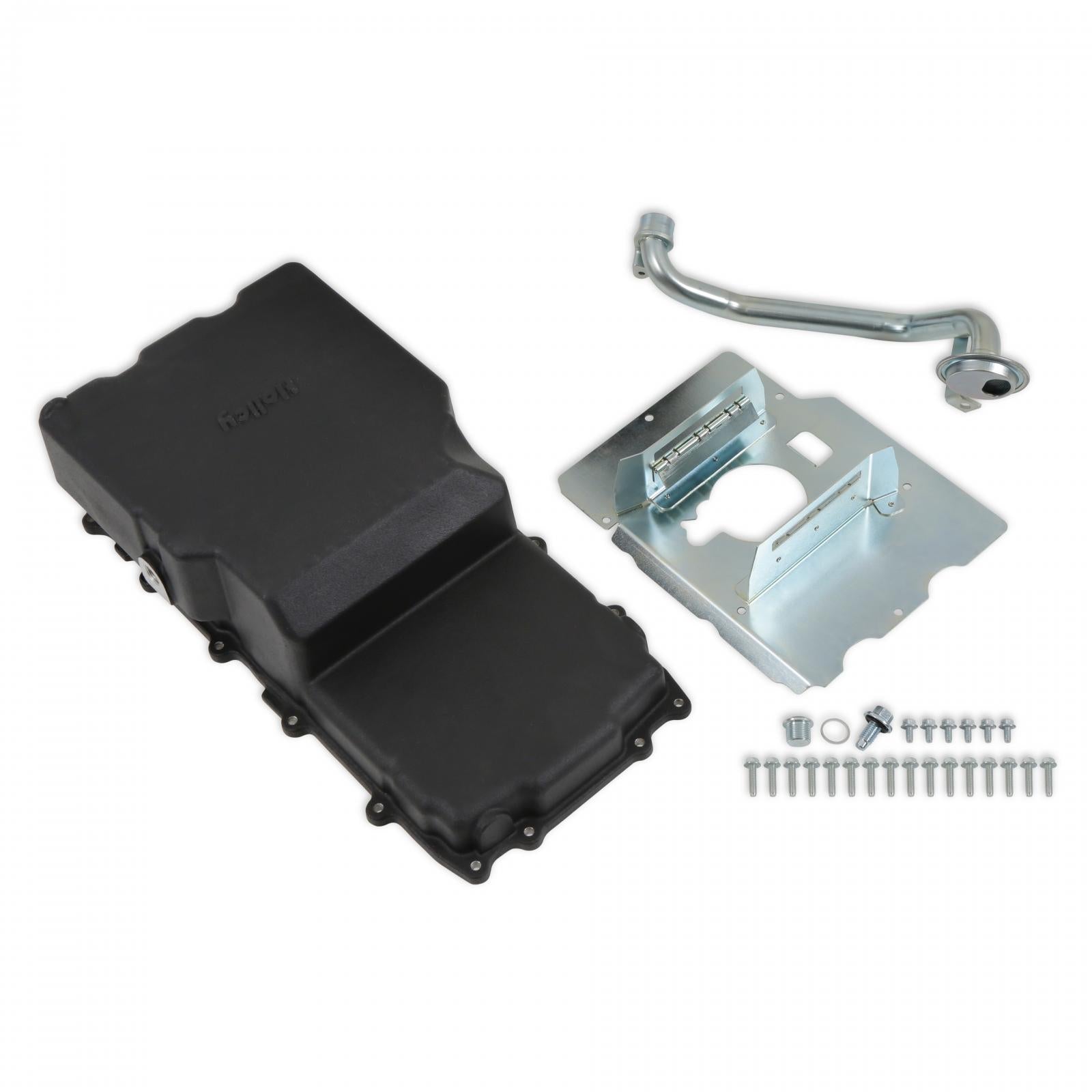 Cast Aluminum Rear Sump Oil Pan Ford Coyote Swap Black Fits Gen 1 and 2 Coyote Engines in 1953-1979 Ford F100, F150, and F250 2WD Trucks Holley