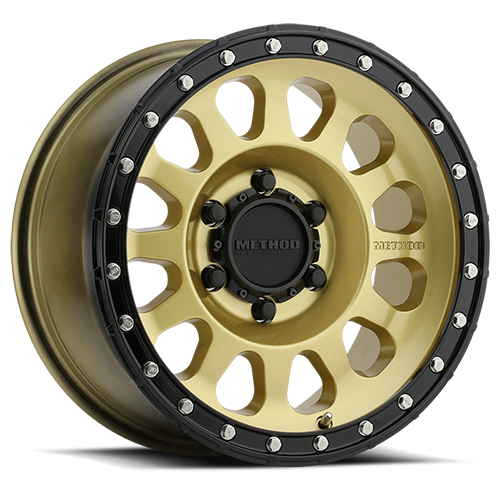 Aluminum Wheels 17x8.5 MR315 Bolt Pattern 6 On 139.7 Offset 0 Lip Size 1.65 Gold GD Black Street Loc Method