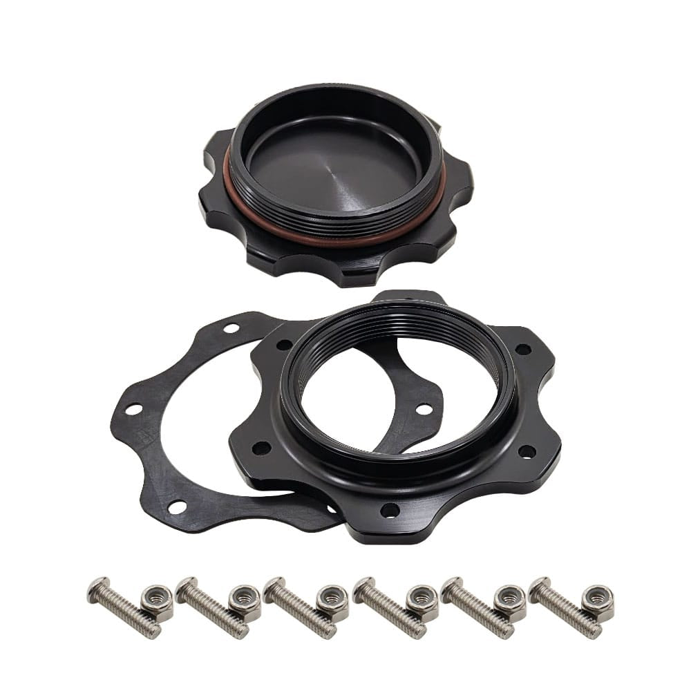 Billet Fuel Filler Cap & 6 Bolt Lightweight Flange Bung UPR Black