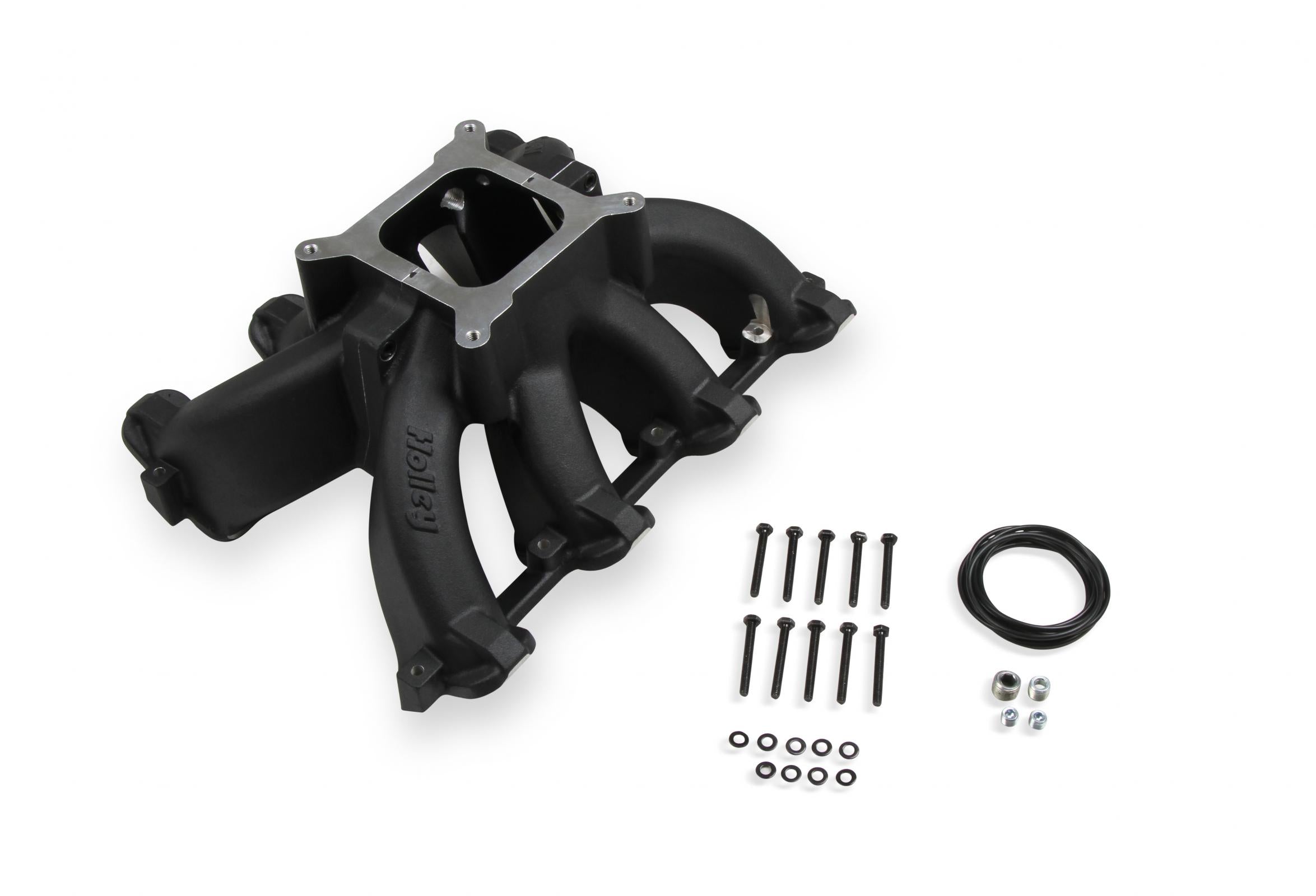 Single Plane Split-Design Race Intake Manifold- GM LS1/LS2/LS6- Black Carbureted Single Plane Split-Design Race Intake Manifold Fits All GM LS Gen III or IV Engines Equipped with LS1/LS2/LS6 Style Cathedral Port Cylinder Heads Holley