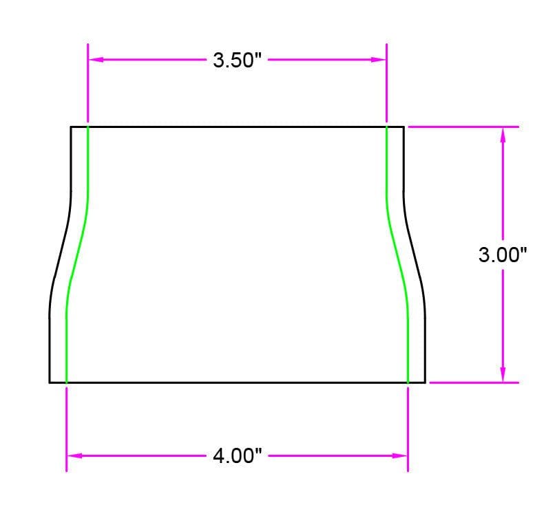 UPR Silicone Reducer Transition Coupler 4 Ply Hose 3.50" to 4.00", 89mm to 102mm