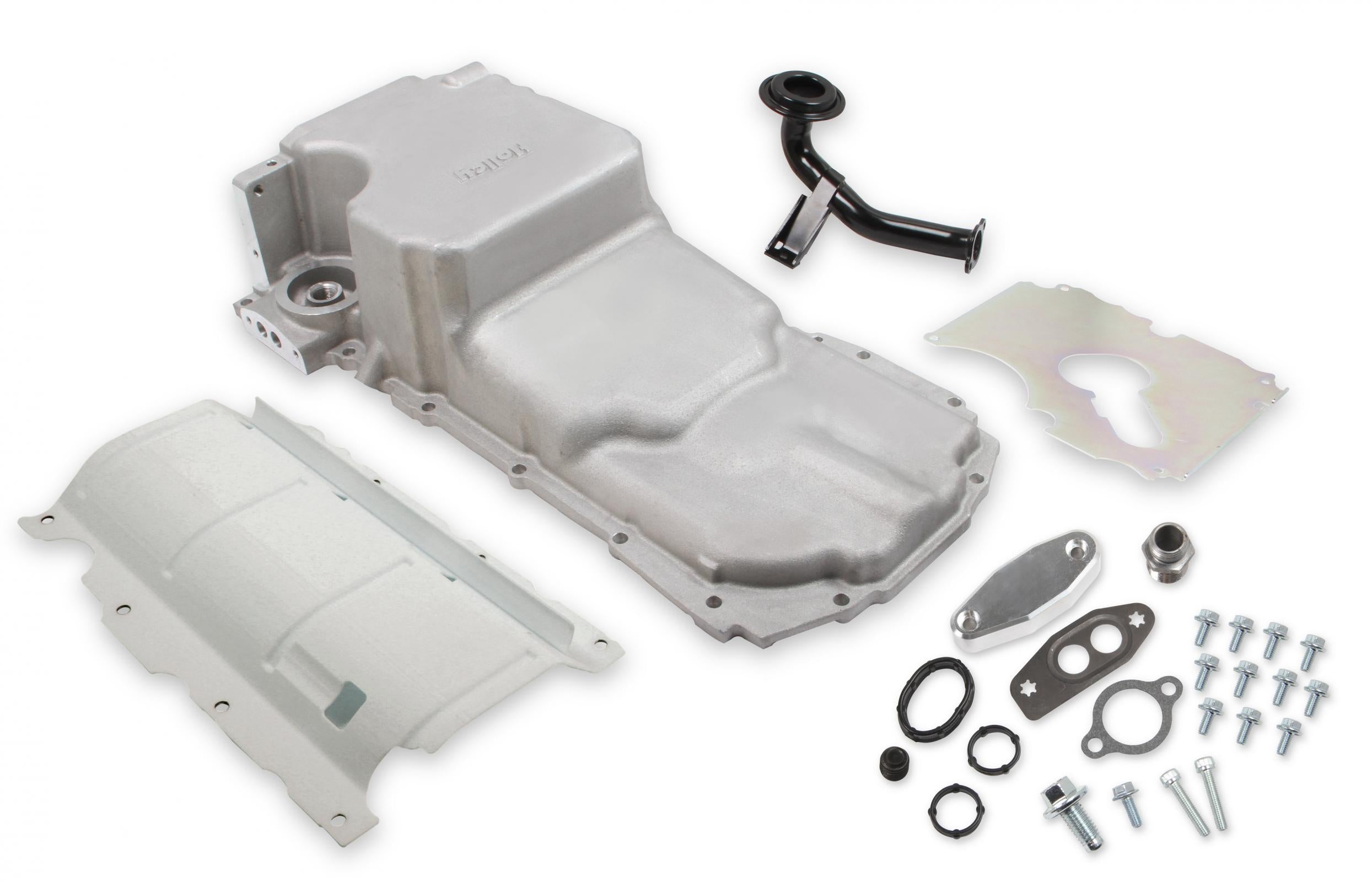 GM Gen V LT Swap Oil Pan Oil Return Not Machined GM Gen V LT Swap Oil Pan Same Dimensions As 302-20 Oil Return Boss CAN Be Drilled and Tapped Holley