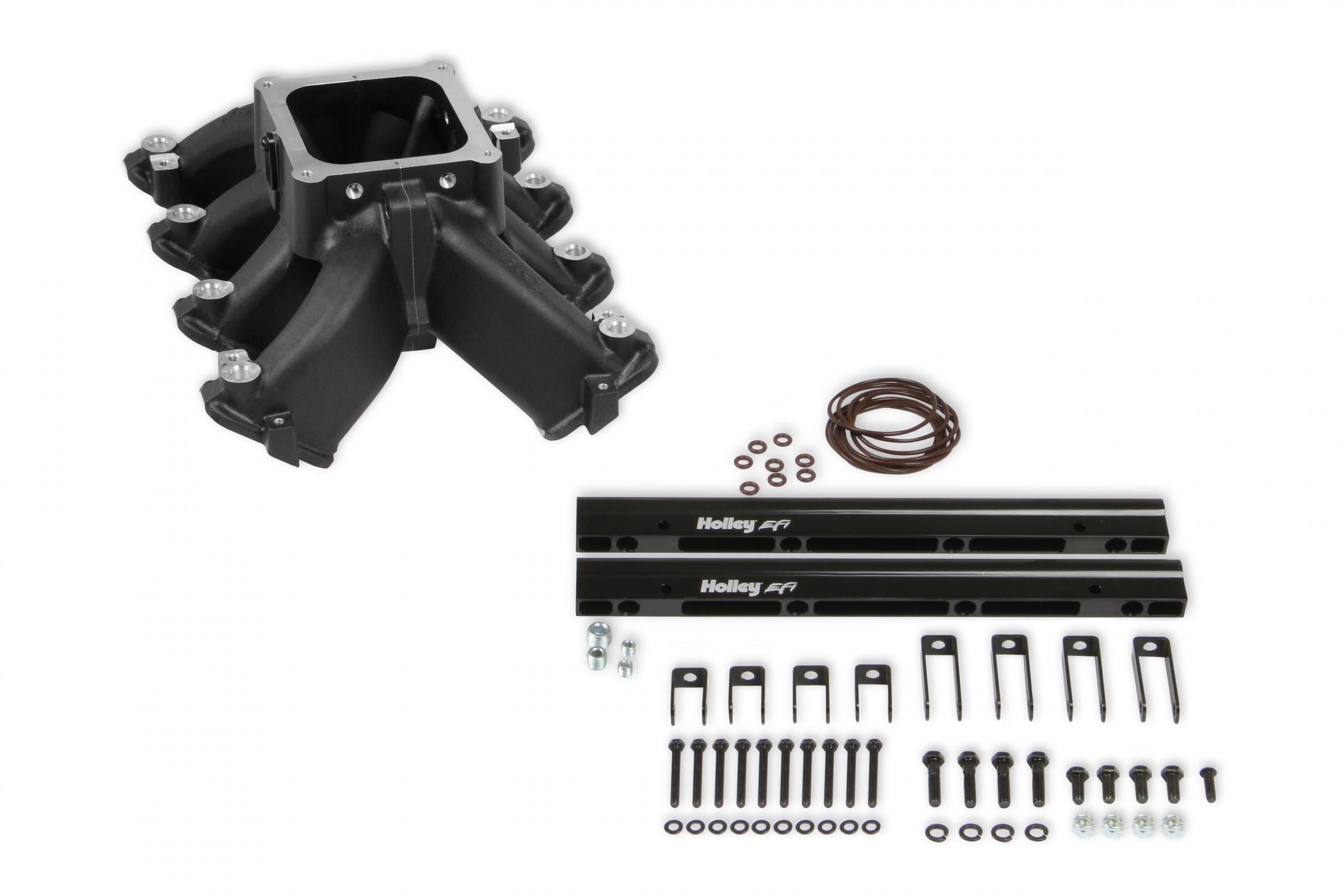 Single Plane EFI 4500 Split-Design Race Intake Manifold- GM LS1/LS2/LS6 Black Finish with Fuel Rails Holley