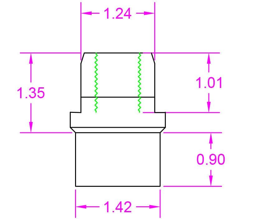 Tube End Adapter Weld Bung 3/4-16 Left Hand for 1-5/8" x .083" Tubing