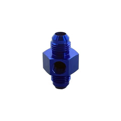 6AN Male to Male Flare Union with 1/8 NPT Gauge Sensor Port Blue