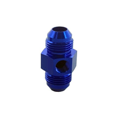 8AN Male to Male Flare Union with 1/8 NPT Gauge Sensor Port Blue