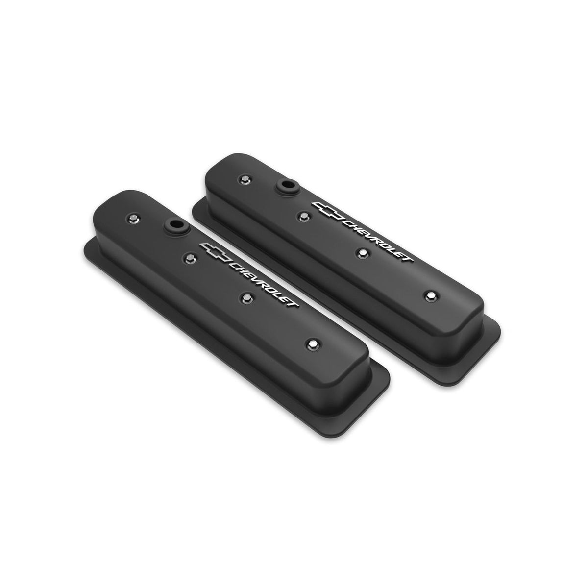GM Licensed Valve Cover Muscle Series SBC Center Bolt Satin Black Machined Small Block Chevrolet ZZ6/Vortec Emissions Provision Holley