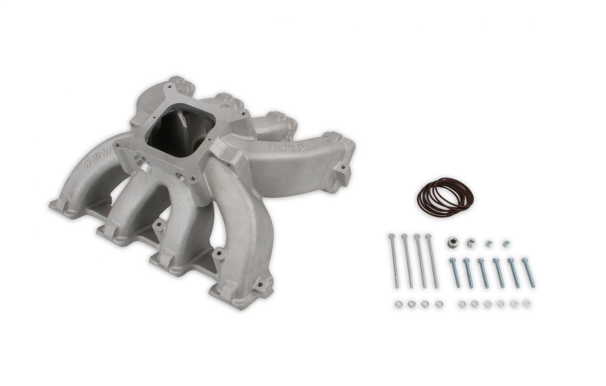 Single Plane Split-Design Race Intake Manifold- GM LS3/L92-4150 Carbureted Single Plane Split-Design Race Intake Manifold Fits All GM LS Gen III or IV Engines Equipped with LS3/L92 Cylinder Heads Holley