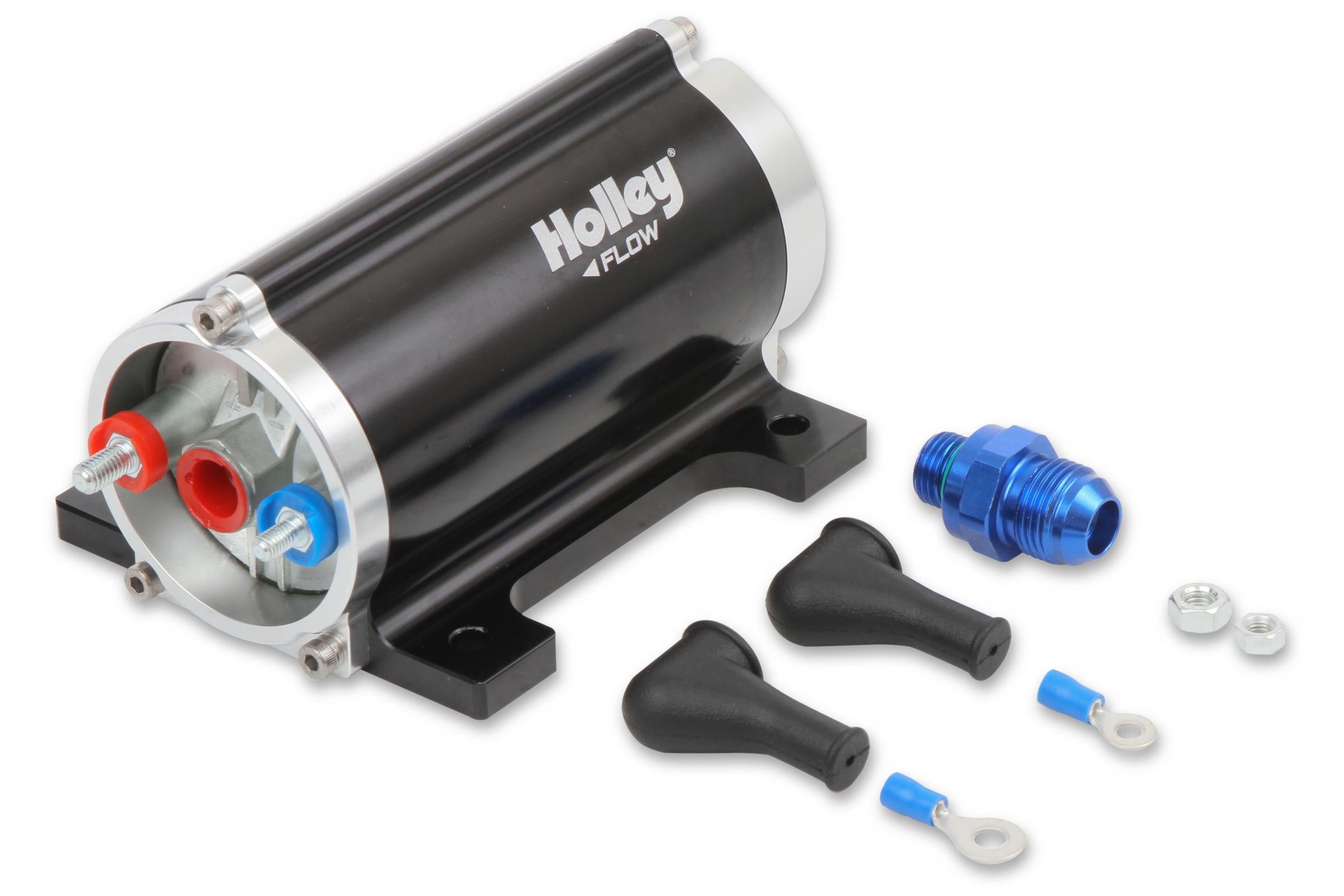 100 GPH Universal In-Line Electric Fuel Pump Supports Up to 900 EFI or 1050 CARB HP Compatible with Pump Gas, Race Gas, Diesel or E85 Holley