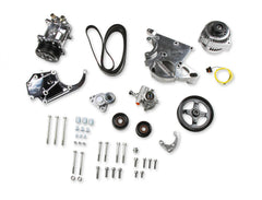 LS/LT High-Mount Complete Accessory Drive Kit- Polished Finish Includes SD508 A/C Compressor, Alternator, P/S Pump, Tensioner, Belt, & Pulleys Holley