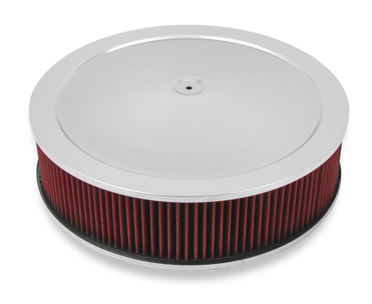4150 Drop Base Air Cleaner Chrome w/4 Red Washable Gauze Filter 16 X 4 Chrome Drop-Base Air Cleaner for 4150 Series Carburetors with 5-1/8 Diameter Neck Holley