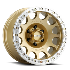 Aluminum Wheels 17x9 Beadlock MR105 Bolt Pattern 6 On 139.7 Offset -38 Lip Size 1.77 Gold GD Method
