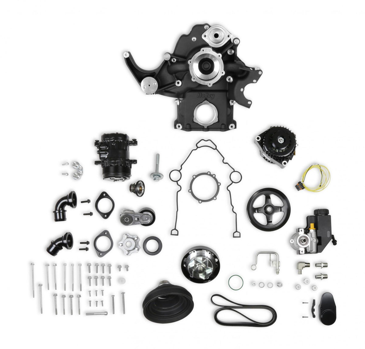 Black Mid-Mount Complete Accessory System Gen III Hemi Engine VVT Fits 2009 & Up 5.7L & 2011 & Up 6.4L Engines Black Finish Factory Style Damper Holley