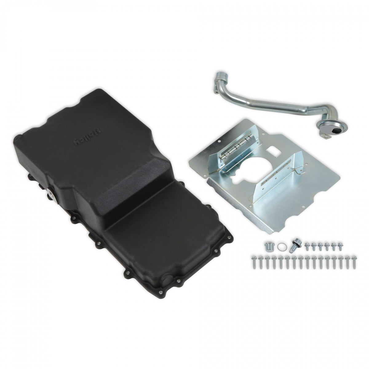 Cast Aluminum Rear Sump Oil Pan Ford Coyote Swap Black Fits Gen 3 Coyote Engines in 1953-1979 Ford F100, F150, and F250 2WD Trucks Holley