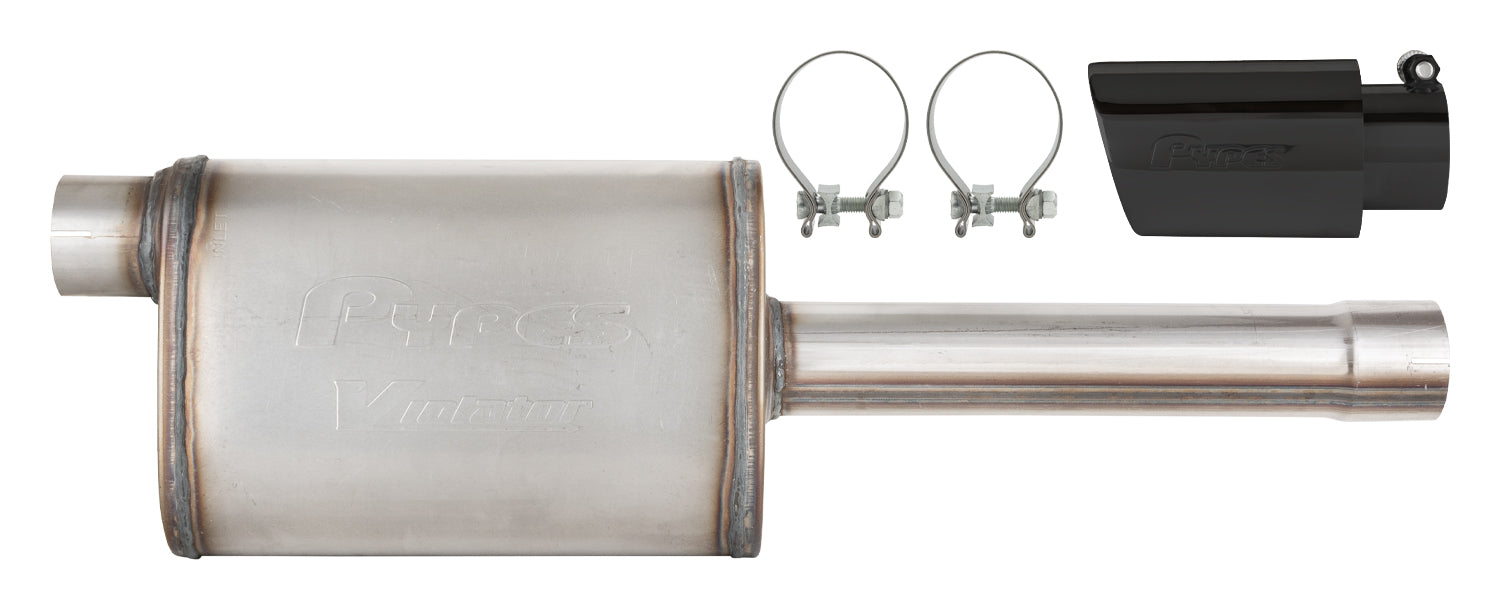 19-25 Silverado / Sierra 1500 4.8L/5.3L Single Exit Tunes & Tip Muffler Replacement Exhaust Kit Violator Muffler Black Tip SGT32VB PYPES