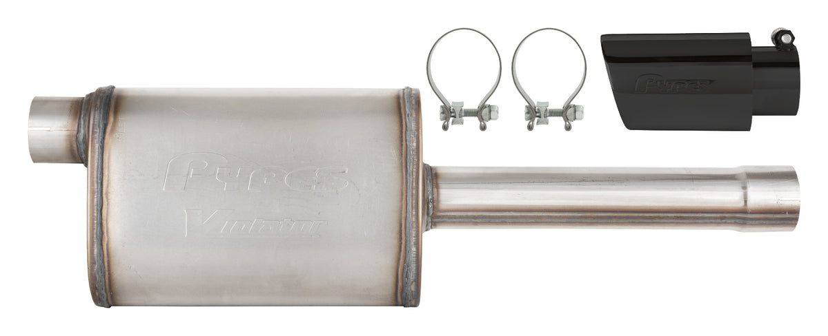 19-25 Silverado / Sierra 1500 4.8L/5.3L Single Exit Tunes & Tip Muffler Replacement Exhaust Kit Violator Muffler Black Tip SGT32VB PYPES