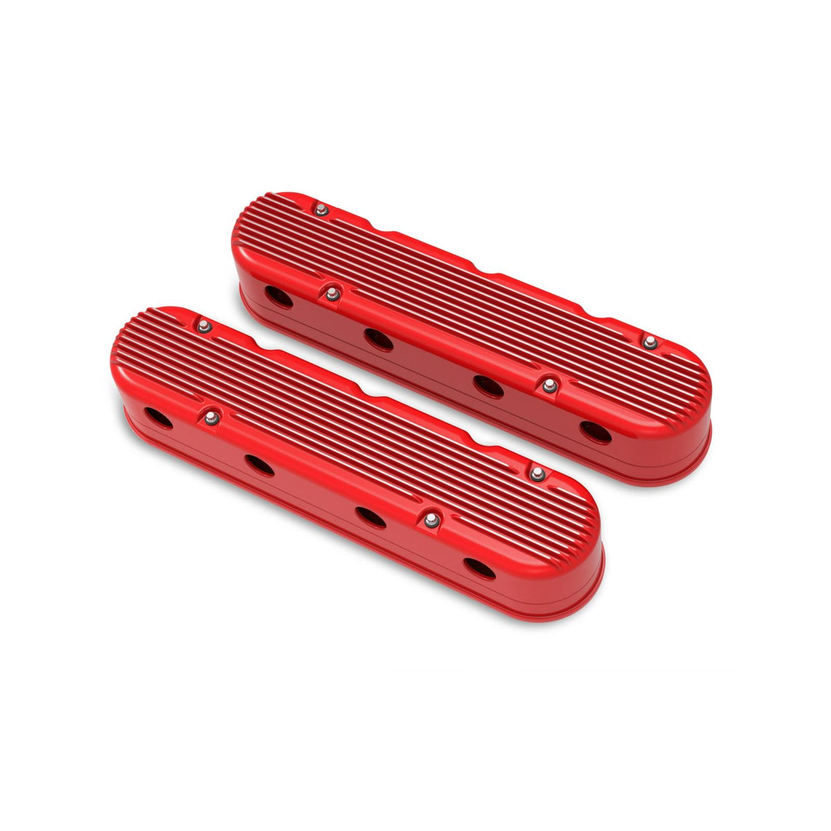 2-Piece Finned Valve Cover Gen III/iv LS Gloss Red Machined Chevrolet Gen III/iv LS Cast Aluminum Coil-Mounting Base & Integrated Coil Cover Holley