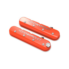 Tall LS Valve Cover with Bowtie/chevrolet Logo Factory Orange Machined Finish Includes Lengthened Hardware, OE Style Baffle System, and Billet Fill Cap Holley