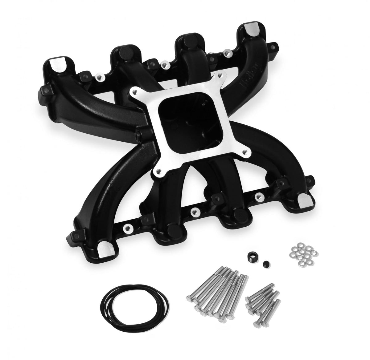 Single Plane Carbureted Intake GM LS3/L92 Black Ceramic Coated Carbureted Single Plane Intake Manifold Fits All GM LS Gen III or IV Engines Equipped with LS3/L92 Style Rectangular Port Cylinder Heads Holley