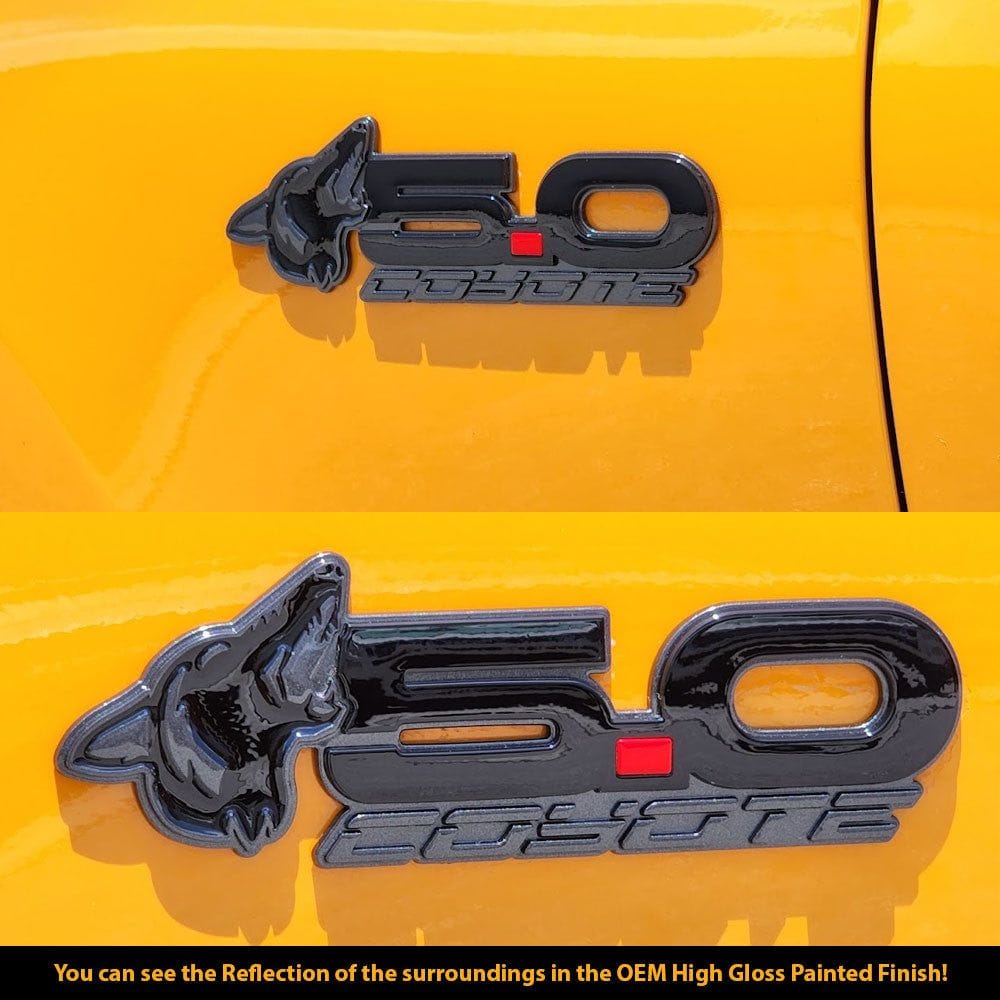 Howling Coyote 5.0 Fender Emblems (fits 15-24 Mustang) (7.75" x 2.75" x .250") VA 2-296-717