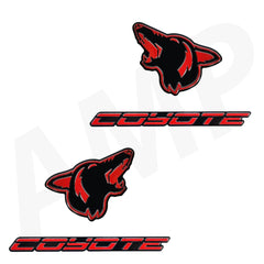4pc Howling Coyote Head w Logo Fender Emblem Set (fits 5.0 Mustang F150) VA 2-296-717