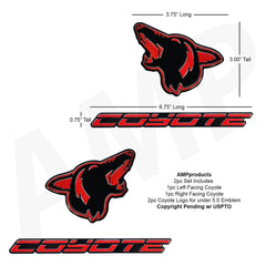 4pc Howling Coyote Head w Logo Fender Emblem Set (fits 5.0 Mustang F150) VA 2-296-717