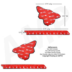 4pc Howling Coyote Head w Logo Fender Emblem Set (fits 5.0 Mustang F150) VA 2-296-717