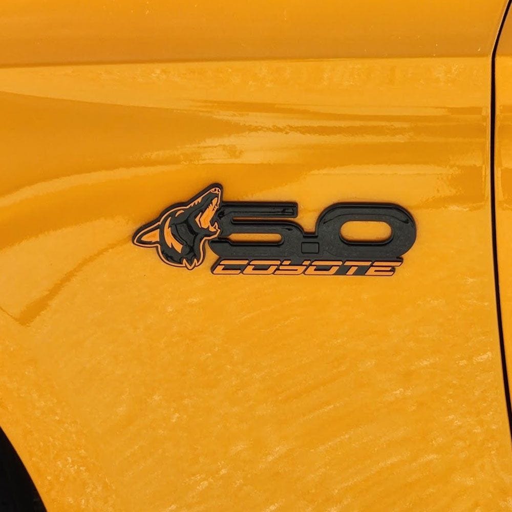 Howling Coyote 5.0 Fender Emblems (fits 15-24 Mustang) (7.75" x 2.75" x .250") VA 2-296-717