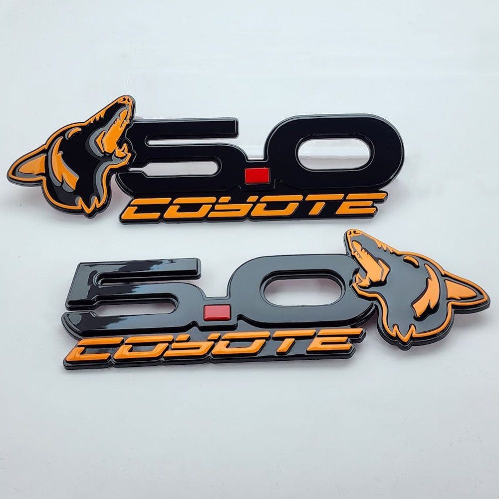 Howling Coyote 5.0 Fender Emblems (fits 15-24 Mustang) (7.75" x 2.75" x .250") VA 2-296-717