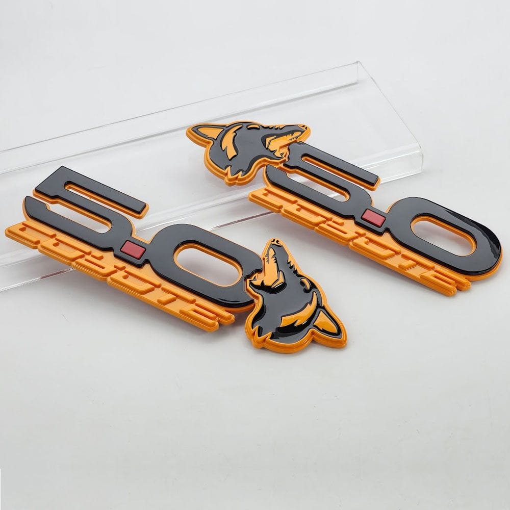 Howling Coyote 5.0 Fender Emblems (fits 15-24 Mustang) (7.75" x 2.75" x .250") VA 2-296-717