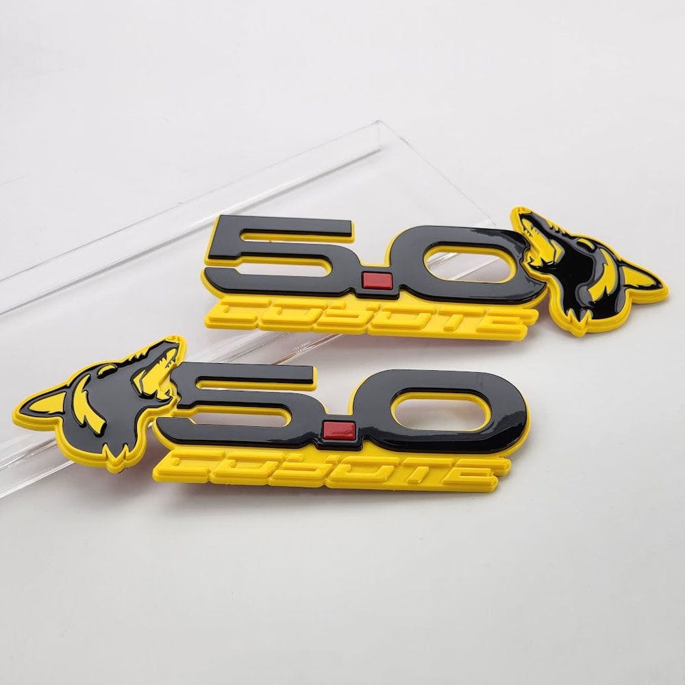 Howling Coyote 5.0 Fender Emblems (fits 15-24 Mustang) (7.75" x 2.75" x .250") VA 2-296-717