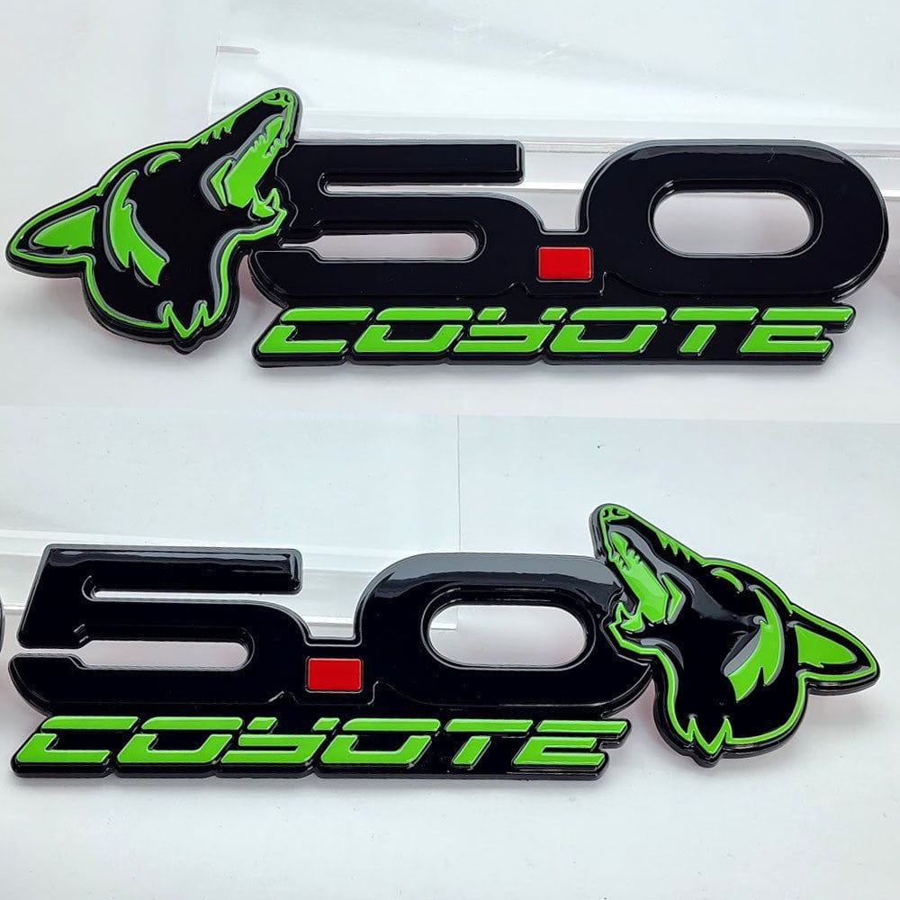 Howling Coyote 5.0 Fender Emblems (fits 15-24 Mustang) (7.75" x 2.75" x .250") VA 2-296-717
