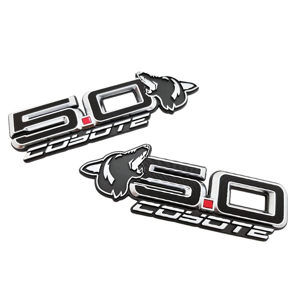 Howling Coyote 5.0 Fender Emblems (fits 24-26 Mustang & 15-23 Mustang) (7.25" x 2.25" x .250") VA 2-478-404
