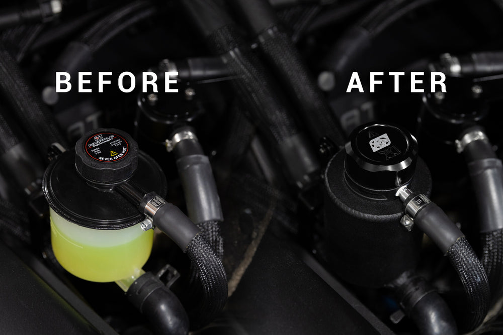 Whipple Supercharger Reservoir before and after