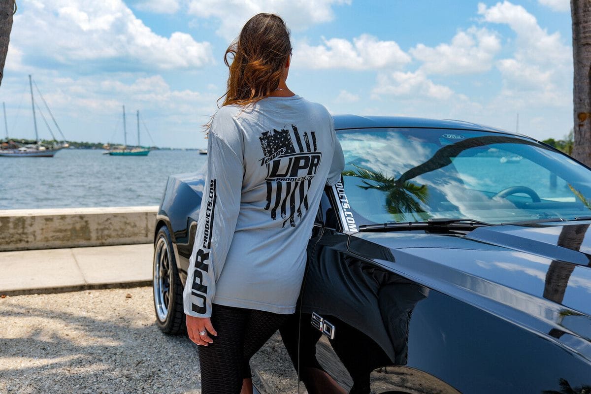 Long Sleeve Sport-Tek Performance Shirt Team UPR w/Distressed Flag Gray