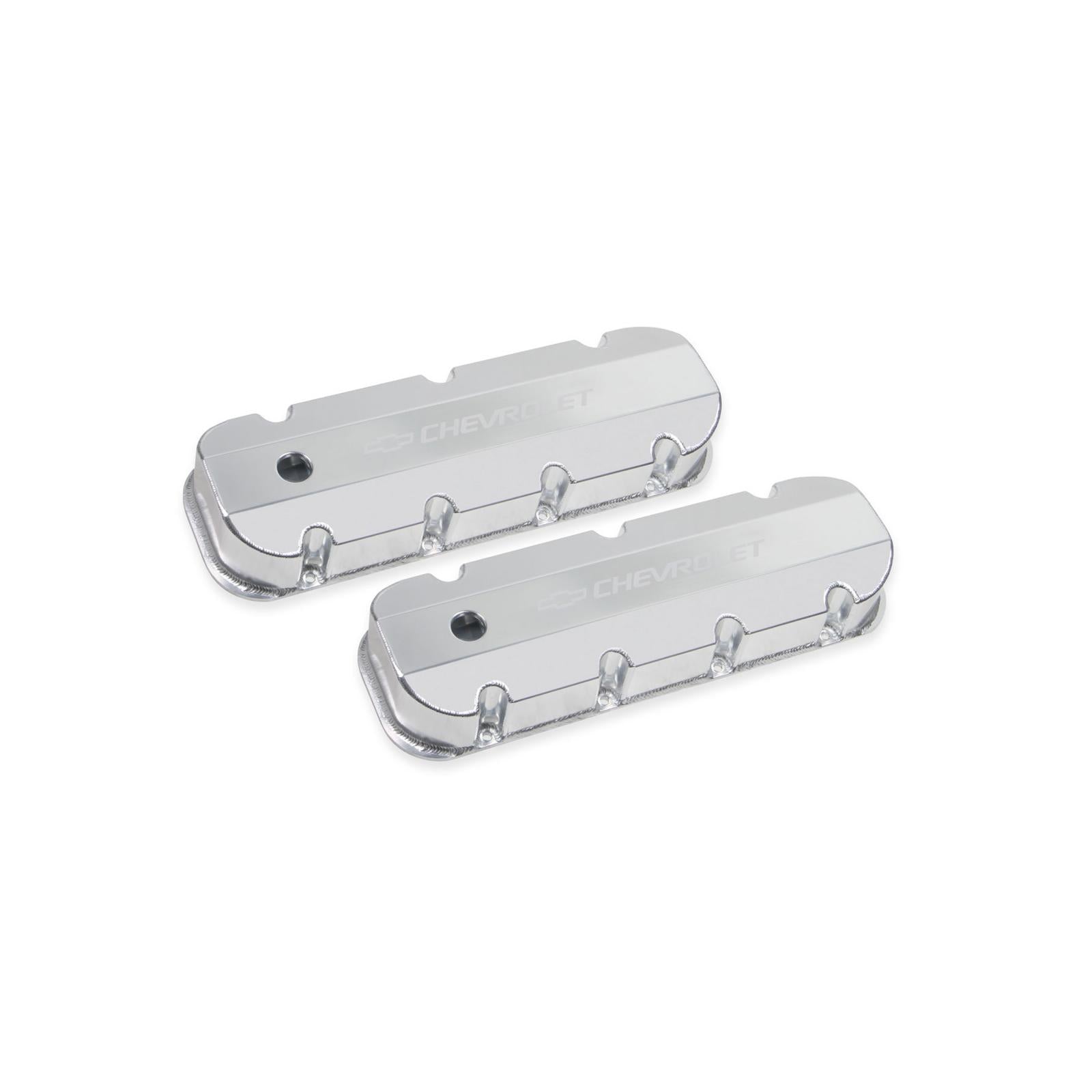 GM Licensed Valve Cover Track Series BBC Fabricated Aluminum Silver 1965-2000 Chevrolet Big Block 396-454 Cubic Inch Smooth Top W/hole Long Bolt Holley